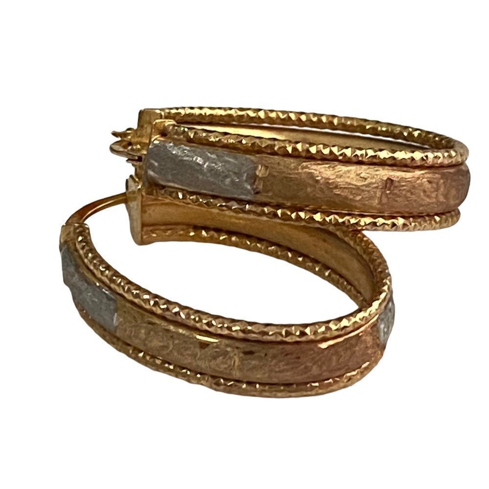10k 10kt Tri Color Gold Oval Hoop Women’s Earrings